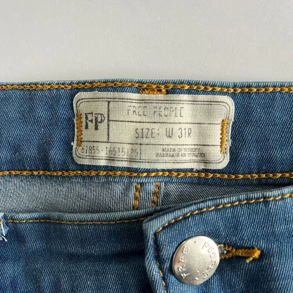 Free People Distressed Skinny Jeans Blue High Rise Stretch Women’s Size W31